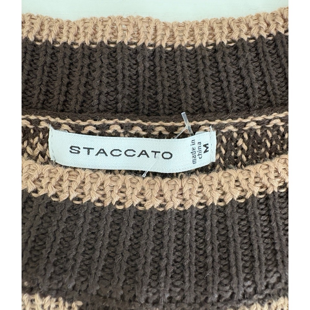 Staccato Brown Leopard Women's Casual Sweater M Cozy Thanksgiving Fall Statement - Picture 8 of 12
